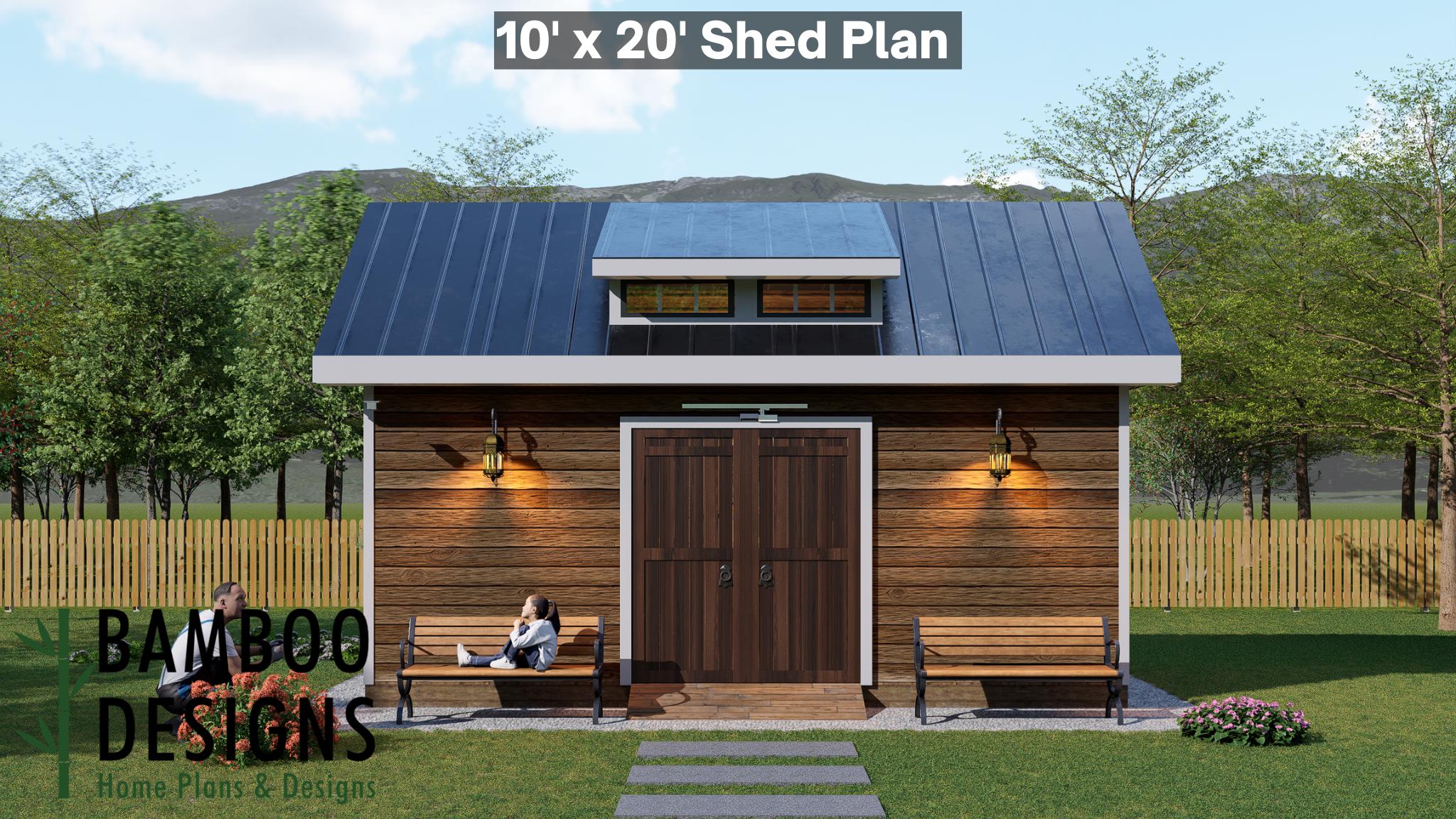 Image of Orion 10x20 Gable Shed with Dormer Plan - Modern Barn-Style Workshop, Studio, or Storage | DIY Backyard Building Plans (PDF)