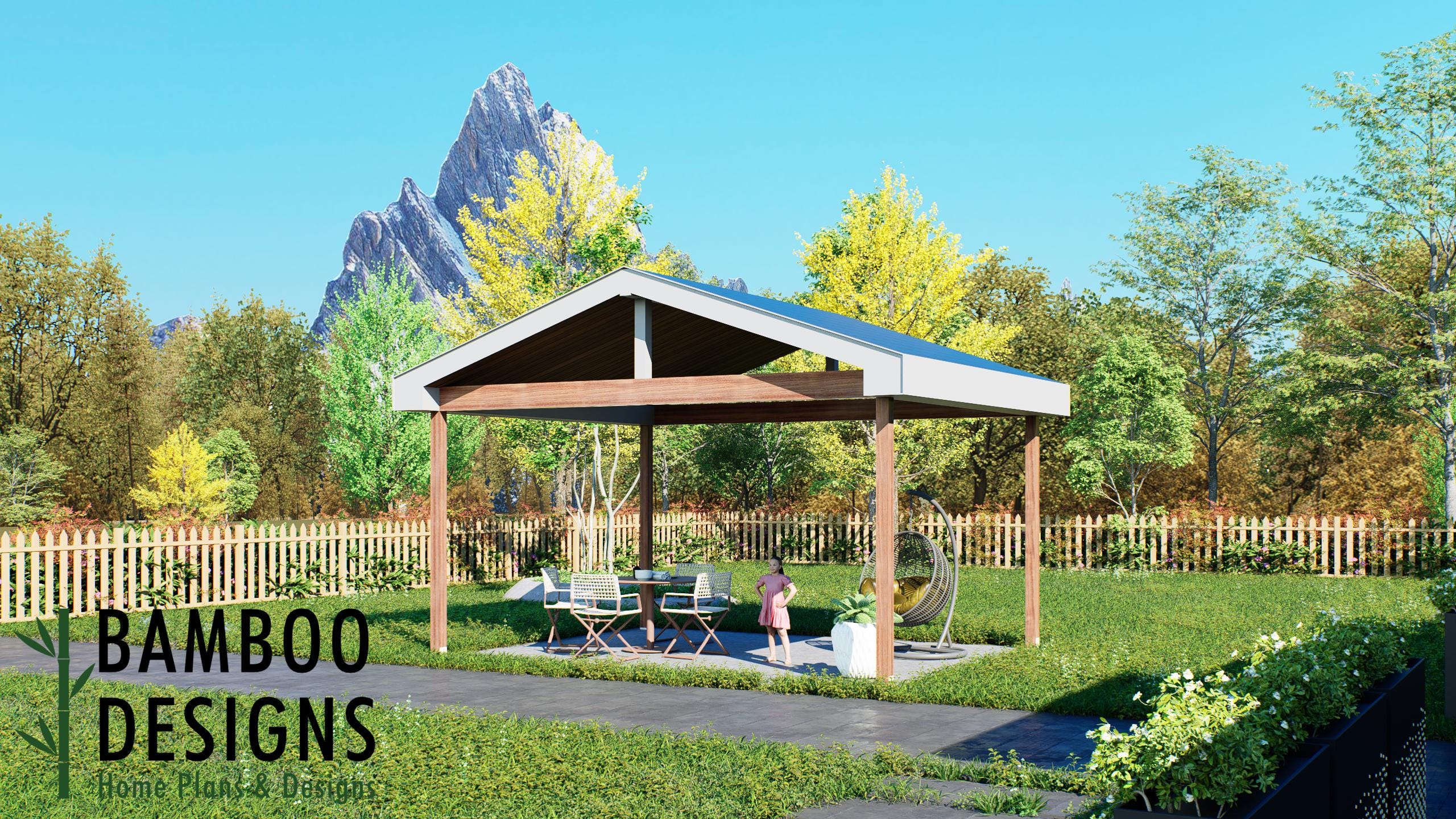 Image of Sunland 20' x 16' Pavilion Plan — A Spacious Backyard Pavilion for Outdoor Entertaining, Dining & Year-Round Outdoor Living | DIY Plans