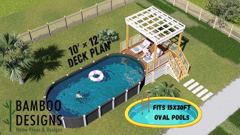 Breezy Oval Pool Deck · 15x30 plan by Bamboo Designs