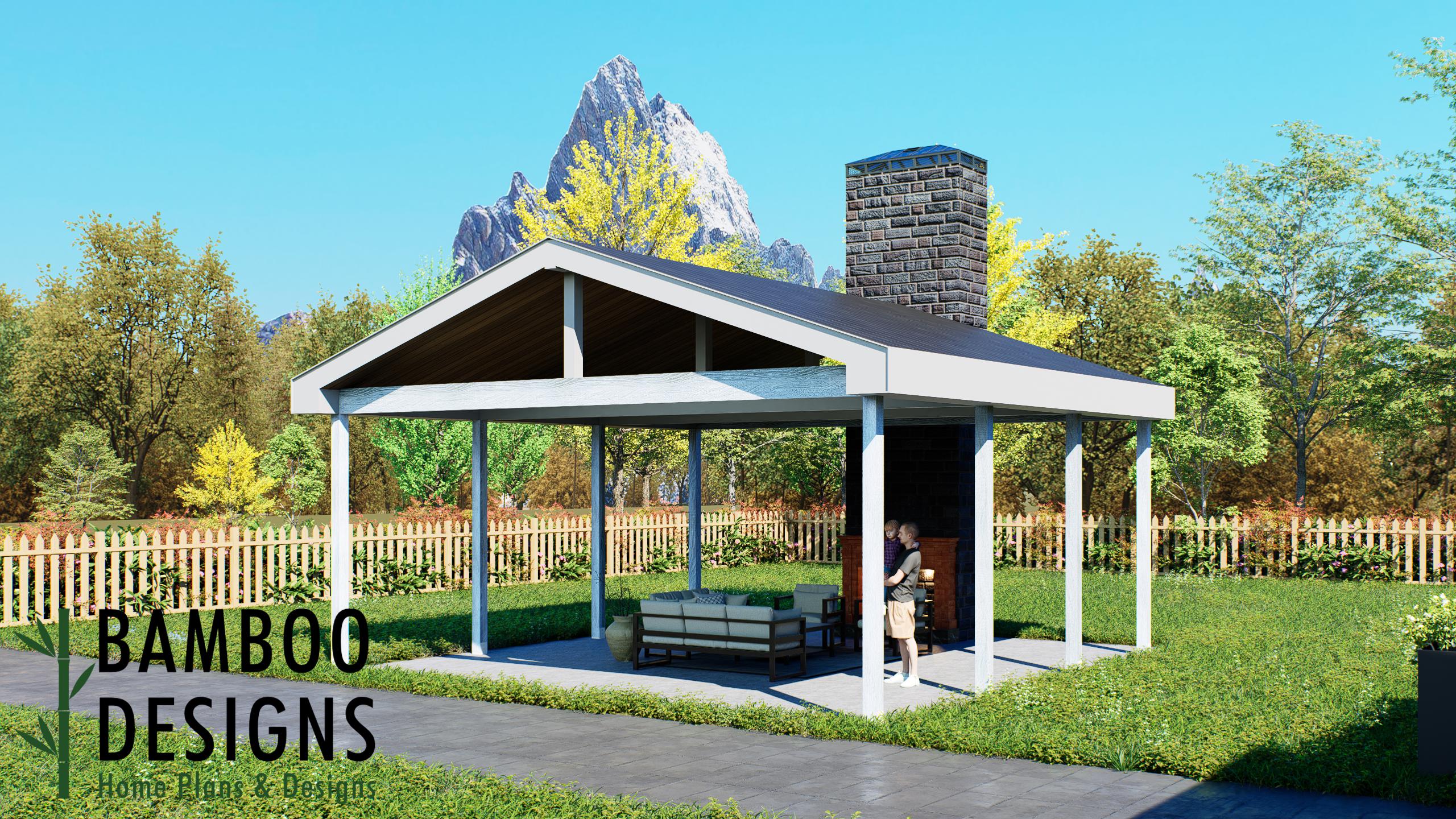Image of Sewanee 24' x 24' Pavilion Plan — A Grand Backyard Pavilion for Outdoor Entertaining, Dining & Luxury Outdoor Living | DIY Plans