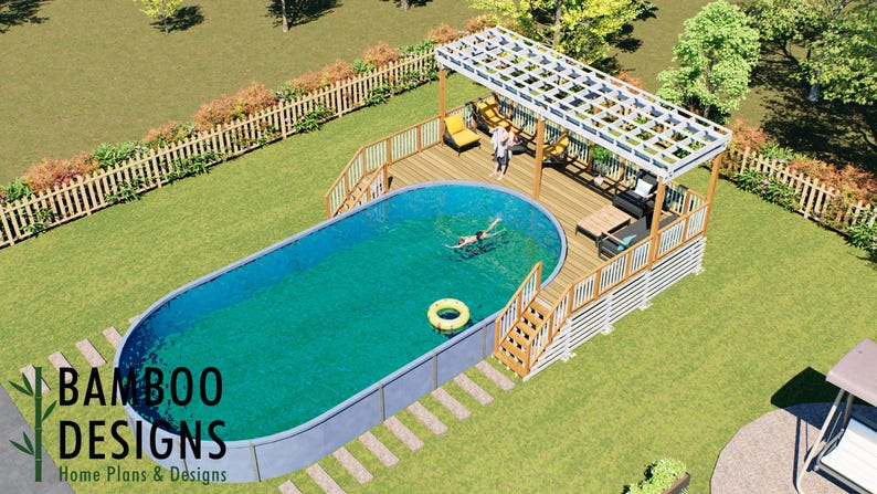 Reale Oval Pool Deck · 19x29 plan by Bamboo Designs