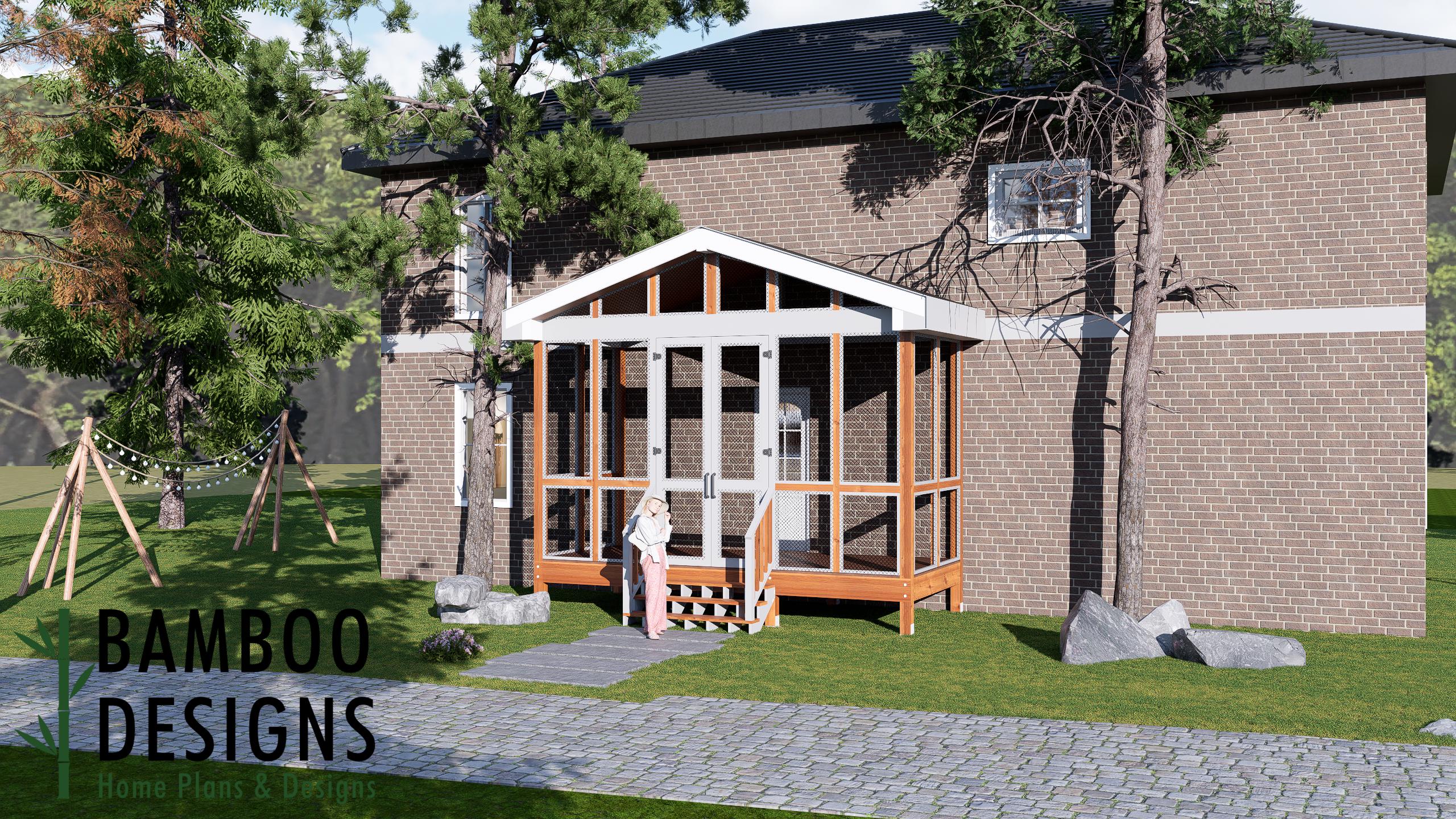Image of Leslie Sunroom Plan – 8x18 Deck with Classic Gable Sunroom | DIY Backyard Sunroom PDF Plans