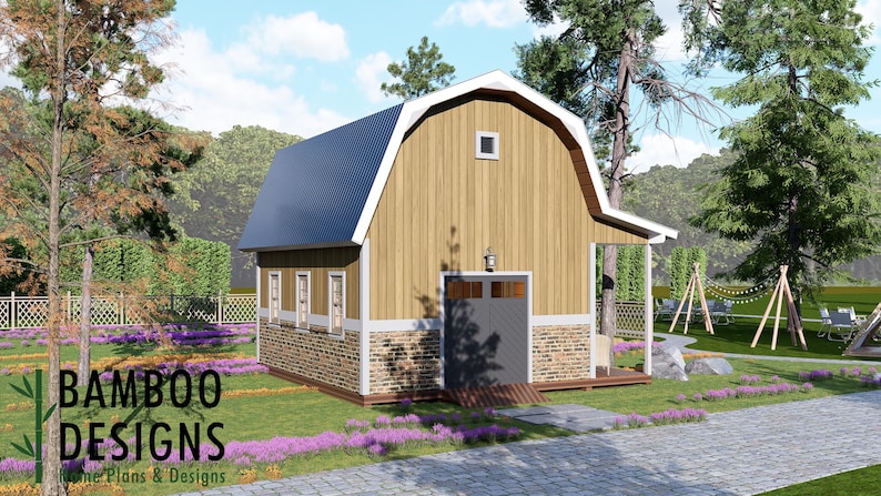 Wedo 16x20 Gambrel Roof Shed Plan — Classic Barn-Style Storage & Workshop plan by Bamboo Designs