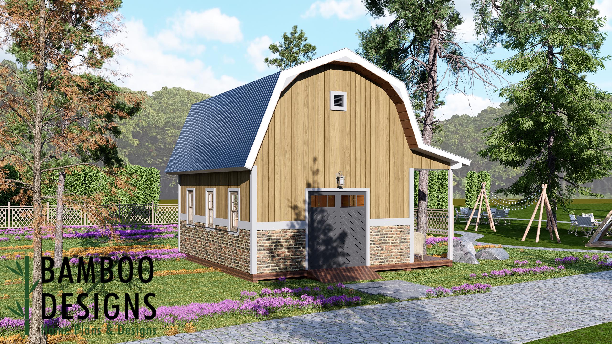 Image of Wedo 16x20 Gambrel Roof Shed Plan — Classic Barn-Style Storage & Workshop | DIY PDF Plans