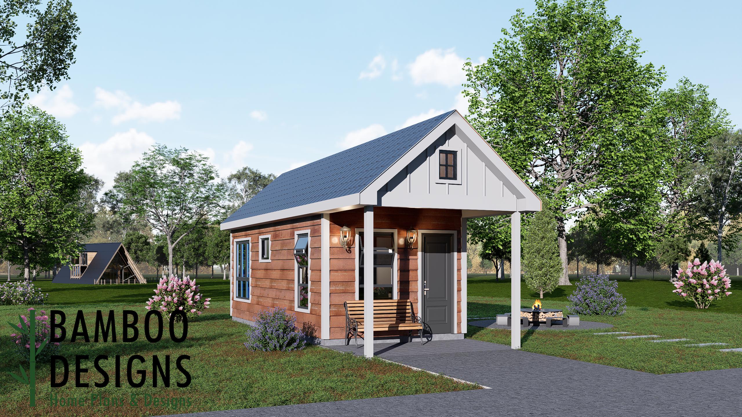 Image of Asahi 12x28 Tiny Home Plan - Modern Compact Living with Timeless Style