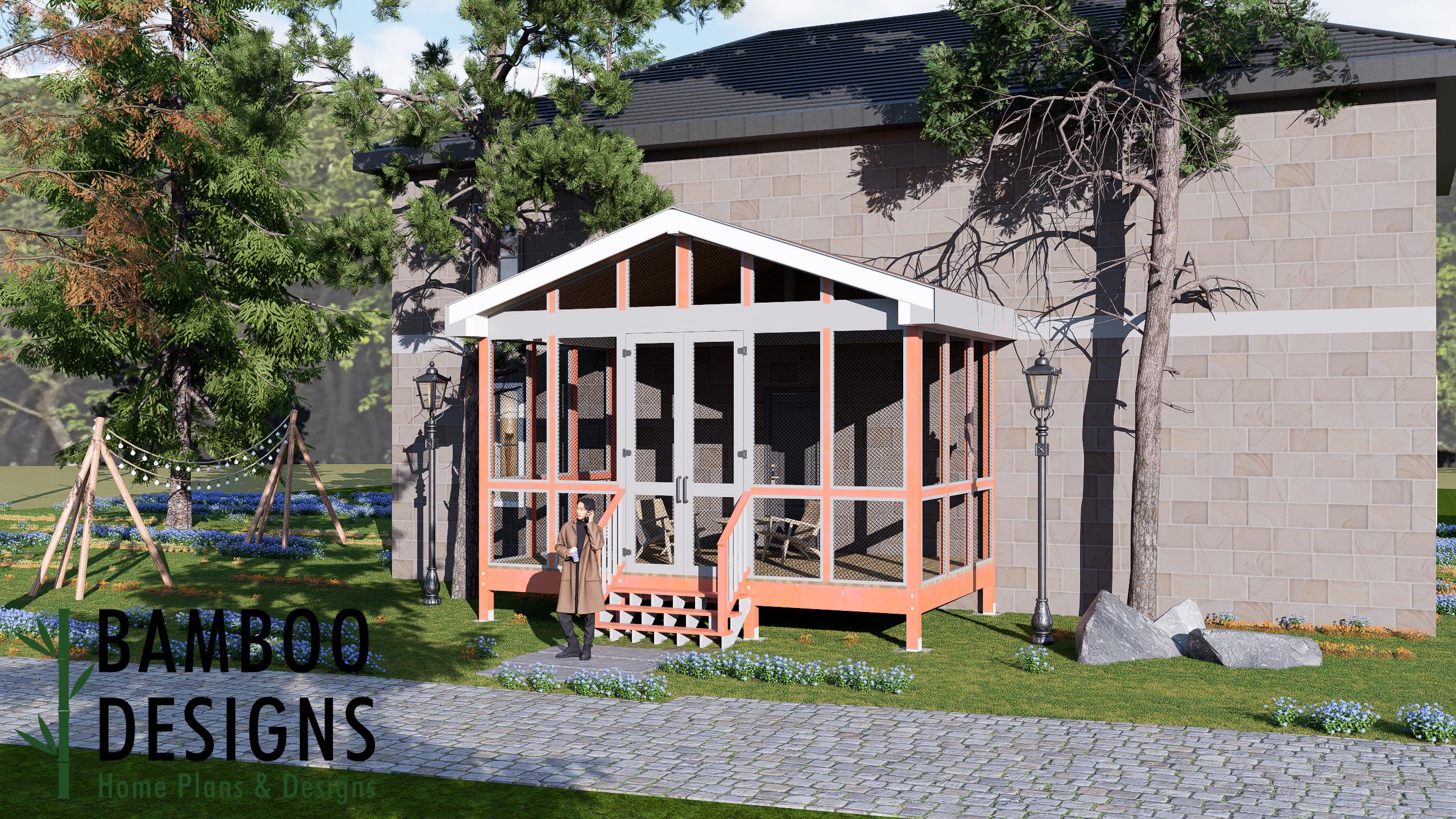 Image of Mikel Sunroom Plan – 12x20 Deck with Classic Gable Sunroom | DIY Backyard Sunroom PDF Plans