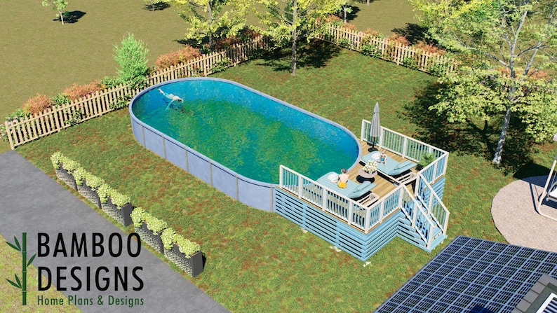 Apollo Oval Pool Deck · 10x18 plan by Bamboo Designs