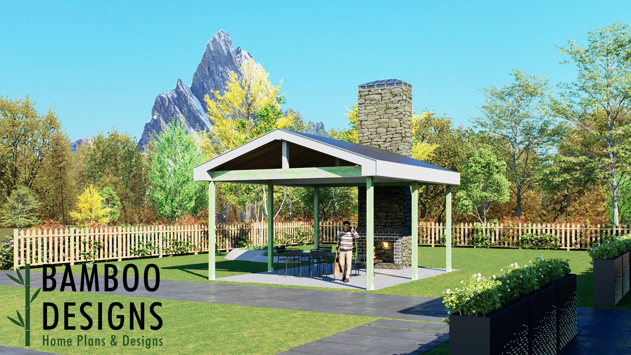 Image of Wilker Neal 18x20 Pavilion Plan – Modern Backyard Pavilion | DIY Plans