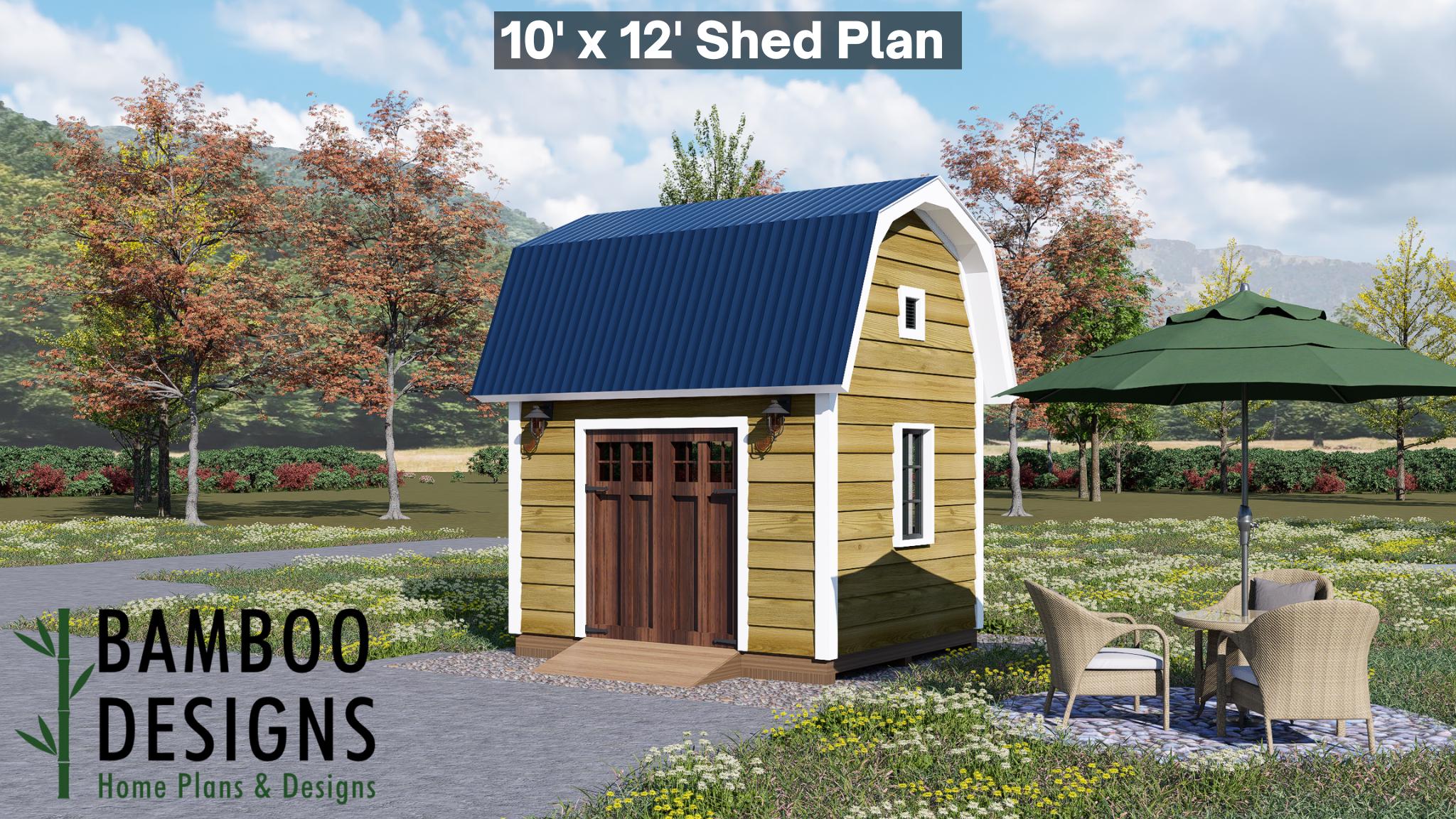 Image of Josephine 10x12 Shed Plan - A Gambrel-Roof Storage & Studio Shed with Timeless Barn Charm