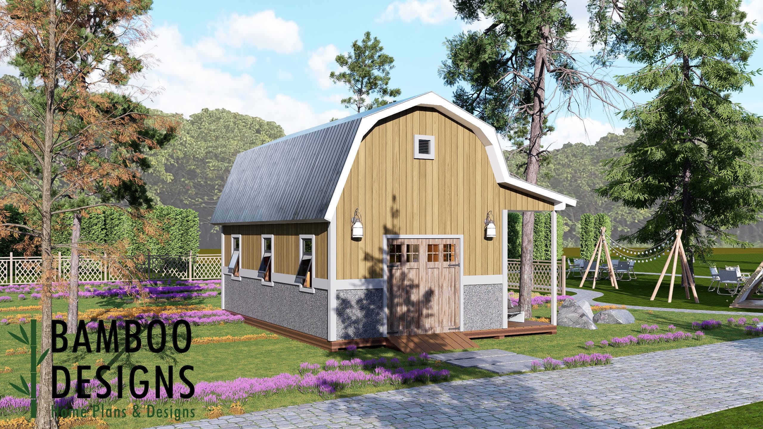 Image of Herblinda 14x24 Gambrel Roof Shed Plan — Classic Barn-Style Storage & Workshop | DIY PDF Plans