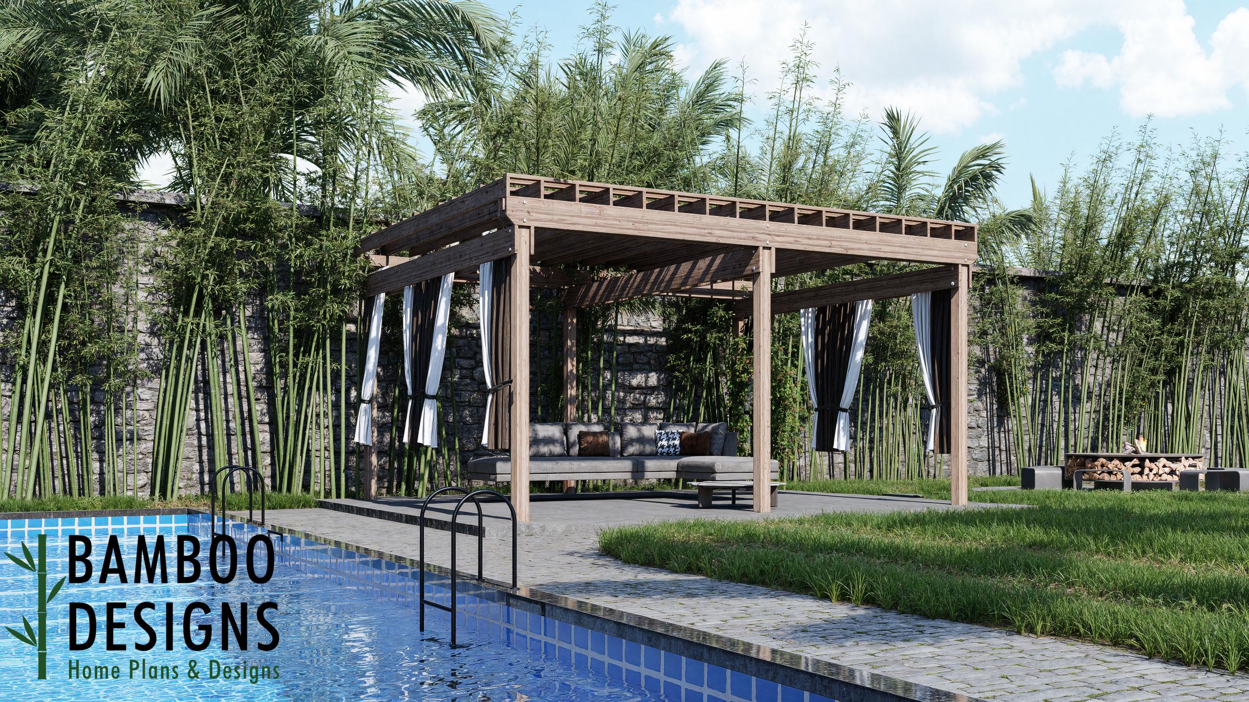 Image of Los Angeles Luxe Pergola - 16x20 Modern Outdoor Pergola Plan - Luxury Backyard Shade Structure - PDF DIY Set