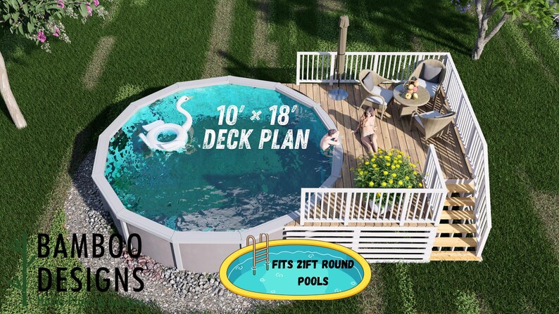 Marble Falls Circle Pool Deck · 10x18 plan by Bamboo Designs