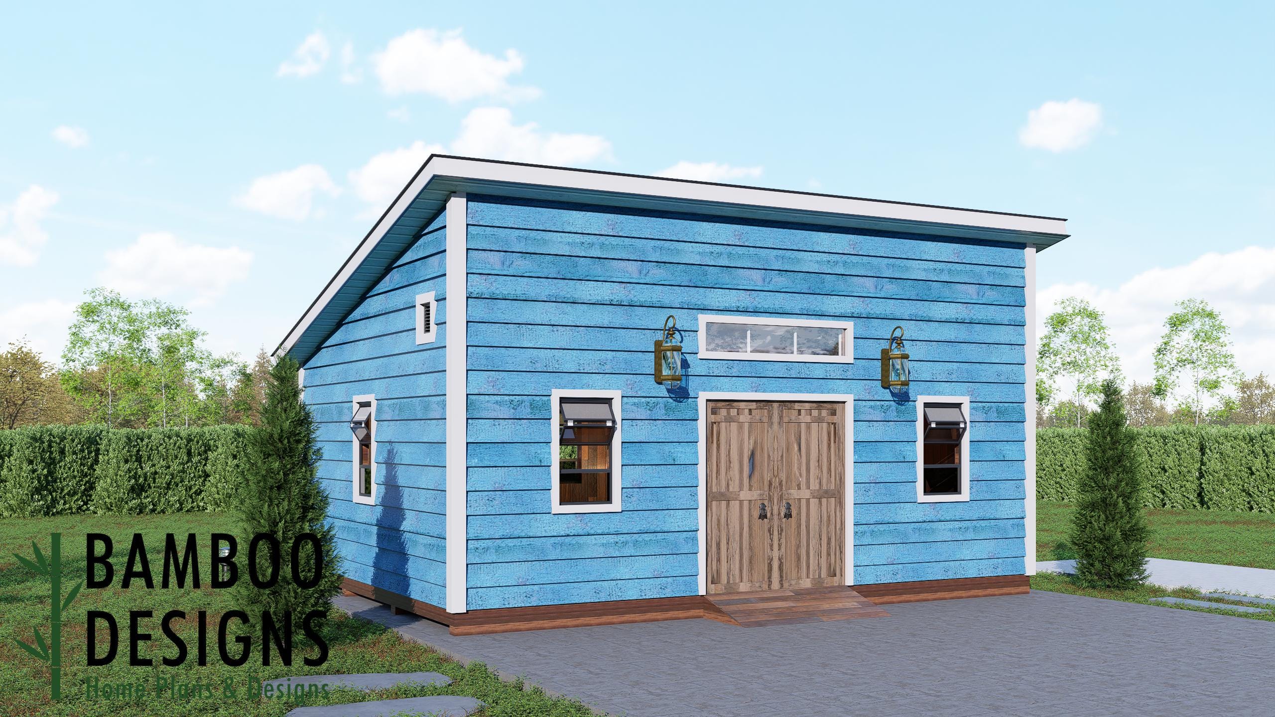 Image of Mica - 18x24 Modern Monoslope Roof Shed | Contemporary Backyard Studio, Workshop & Storage Building