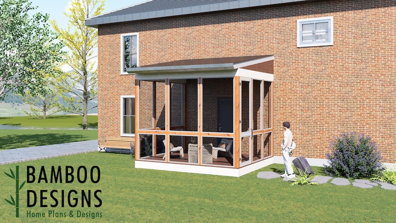 Diaz 12x14 Monoslope Sunroom plan by Bamboo Designs