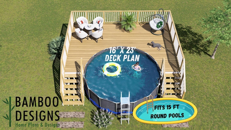 Mira Circle Pool Deck · 16x23 plan by Bamboo Designs