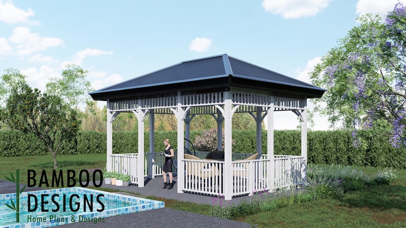 Valencia 14x20 Hip Roof Gazebo plan by Bamboo Designs