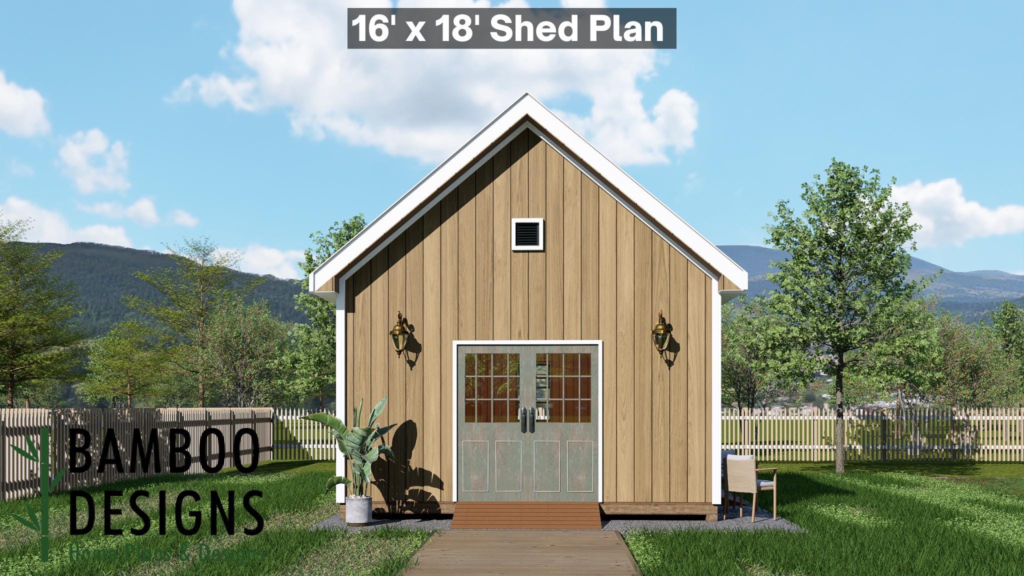 Image of Chall 16x18 Lofted Shed Plan - A Gable-Roof Workshop with Elevated Storage & Classic Charm
