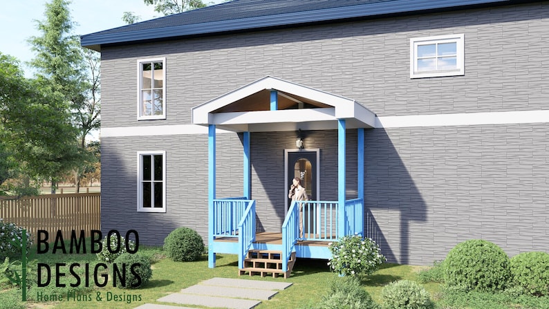 Bluebelle 8x12 Deck with Gable Porch plan by Bamboo Designs