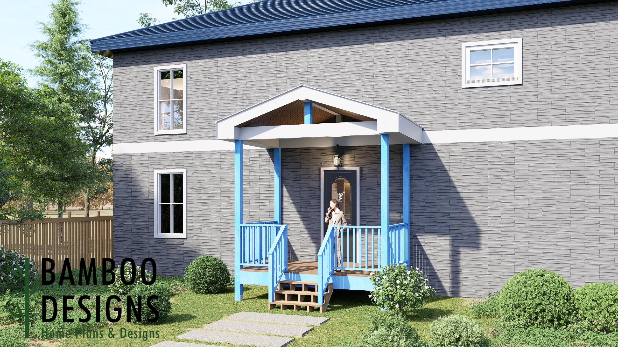 Image of Bluebelle 8x12 Deck with Gable Porch Plan - Covered Outdoor Living Space with Classic Roof Design | DIY PDF Plans