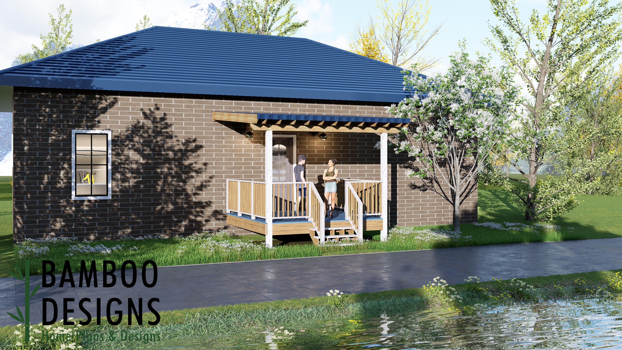 Image of Ibuki 12x12 Deck Plan with Mono Slope Porch - Compact Covered Backyard Retreat