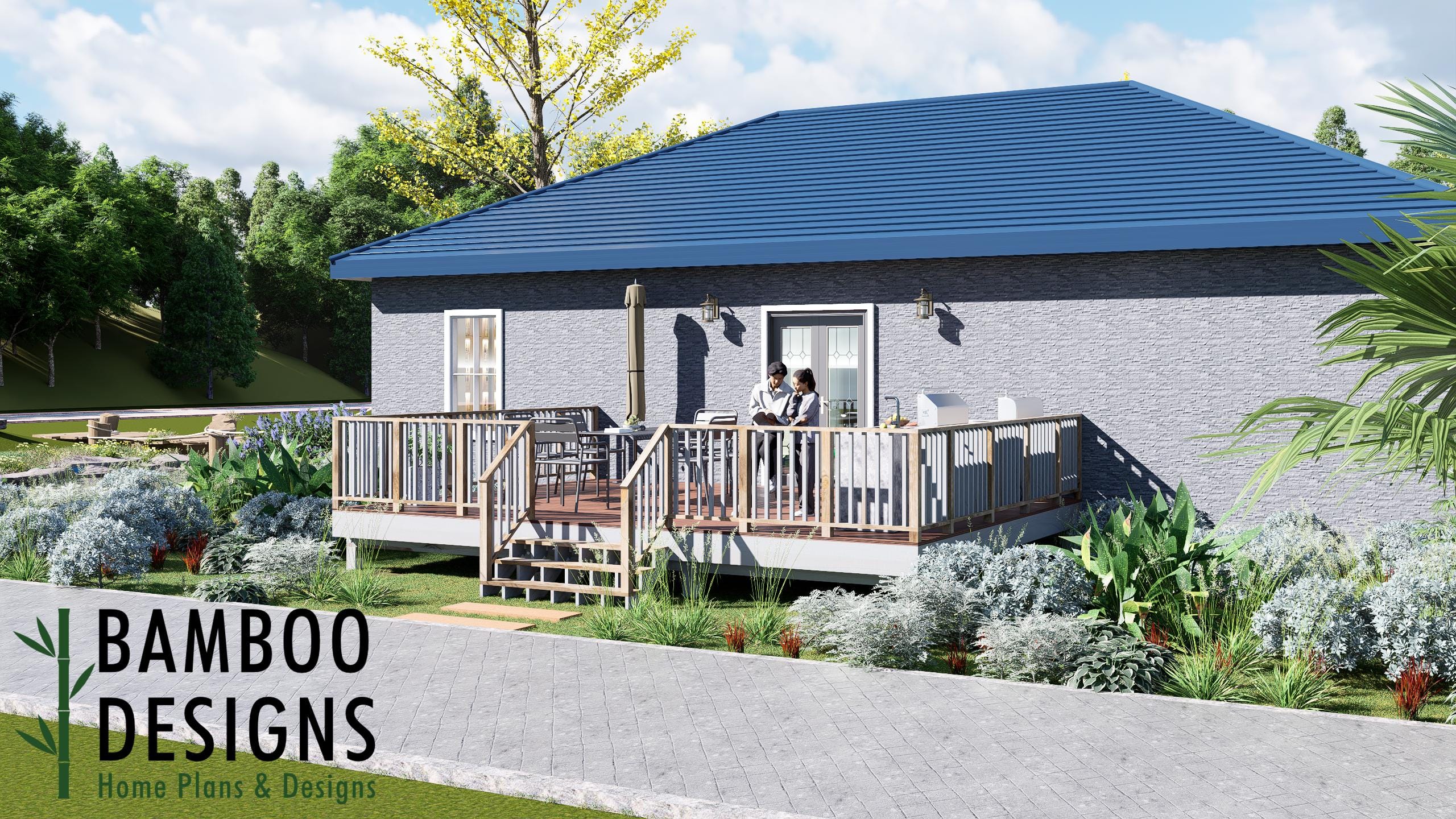 Image of Cecil 18x24 Freestanding Deck Plan - A Spacious Backyard Entertainment Deck with Modern Outdoor Living Design