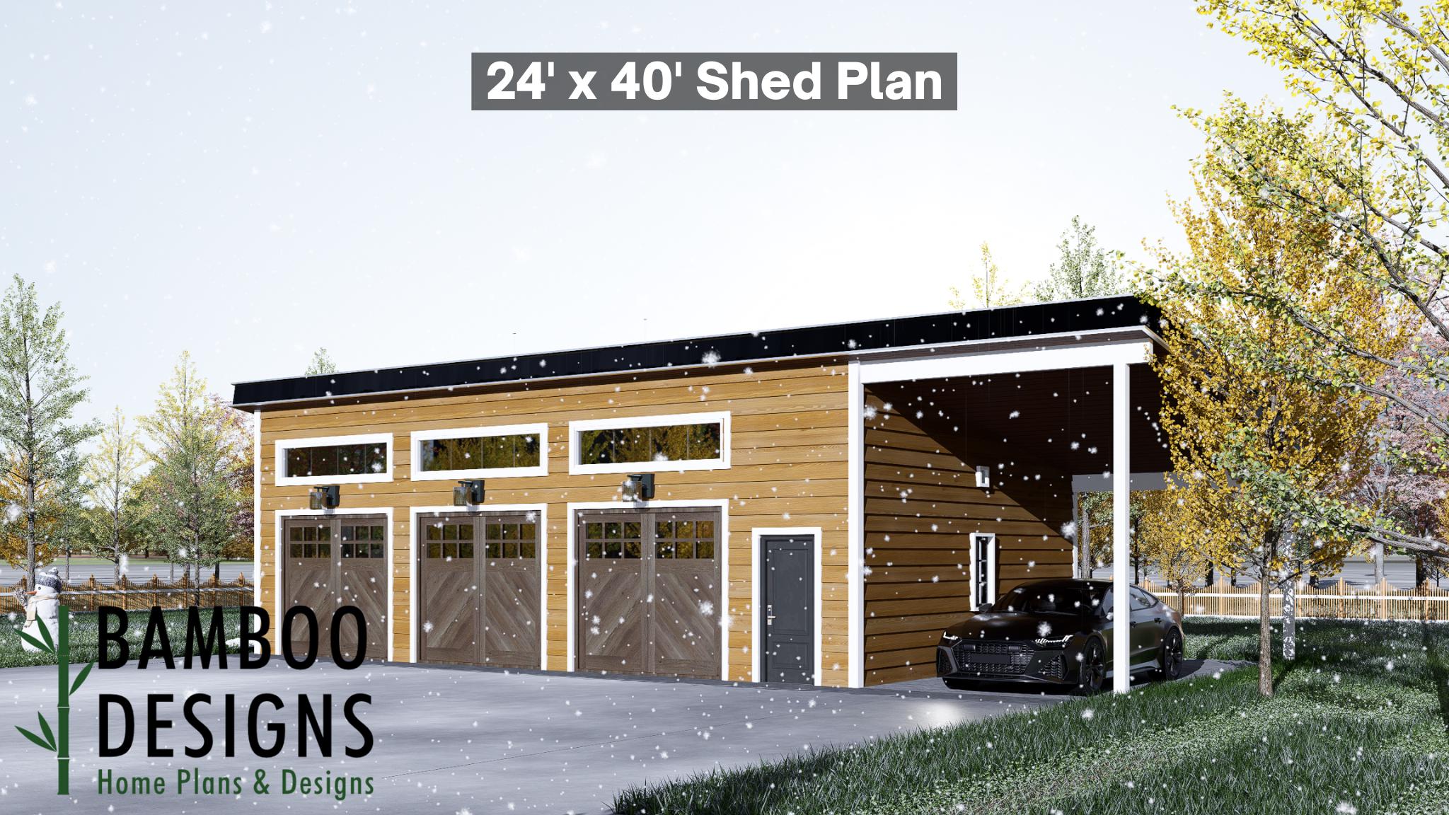Image of Finley 24x40 Garage Shed Plan — A Modern Garage for Style, Storage & Everyday Efficiency