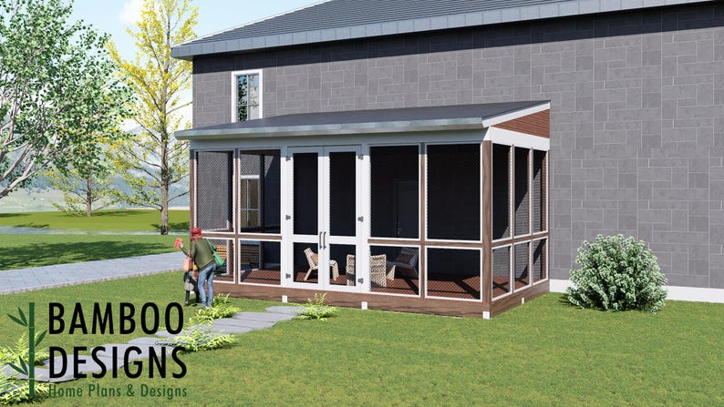Perliter 14x24 Modern Monoslope Sunroom plan by Bamboo Designs