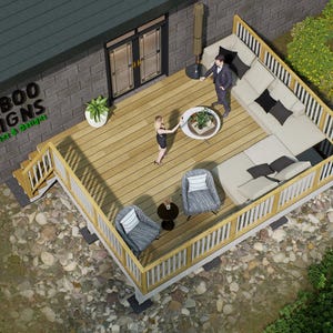 Charlotte Backyard Deck Plan – 16x20 Freestanding Platform | DIY Patio or Hot Tub Deck Blueprint (PDF + DWG)