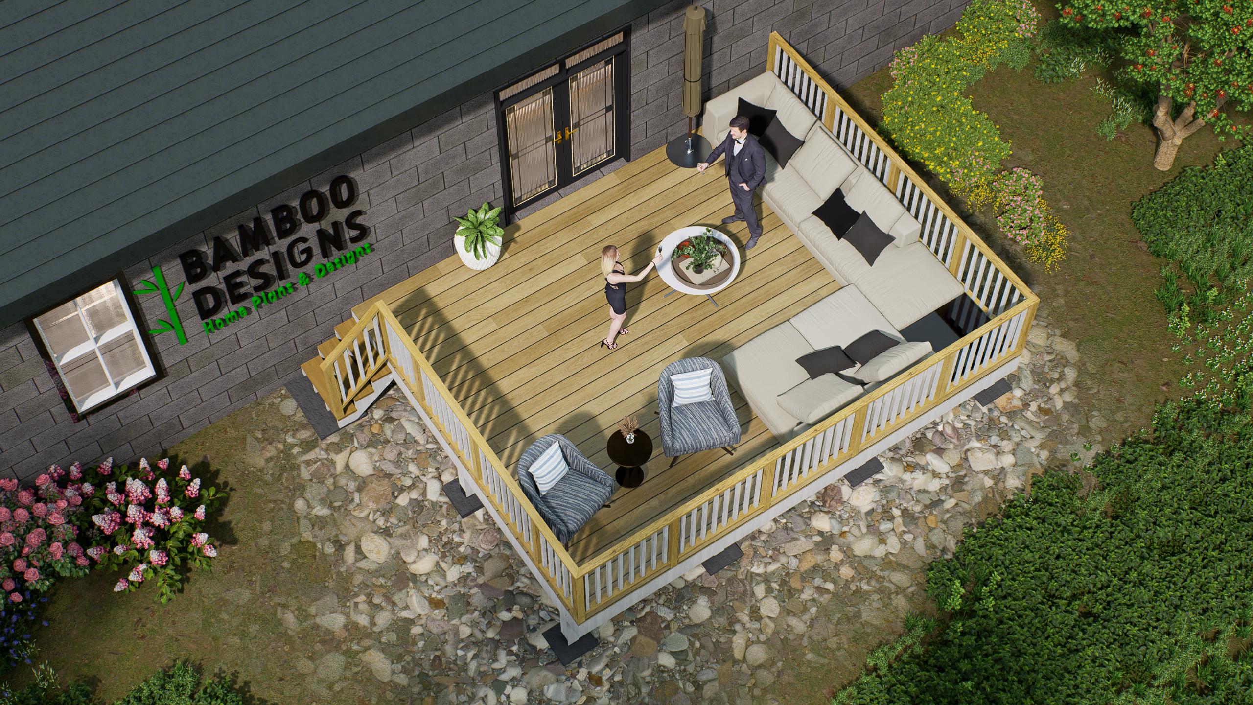 Image of Charlotte Backyard Deck Plan - 16x20 Freestanding Platform | DIY Patio or Hot Tub Deck Blueprint (PDF)