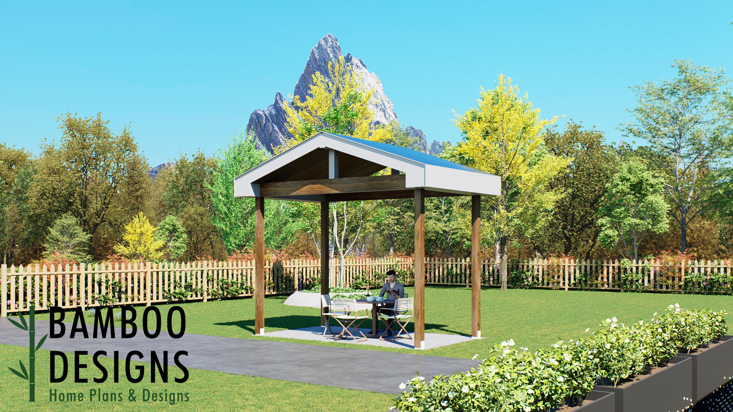Image of Silver Lily 14' x 8' Pavilion Plan — A Charming Backyard Pavilion for Outdoor Living, Patio Shade & Relaxation | DIY Plans