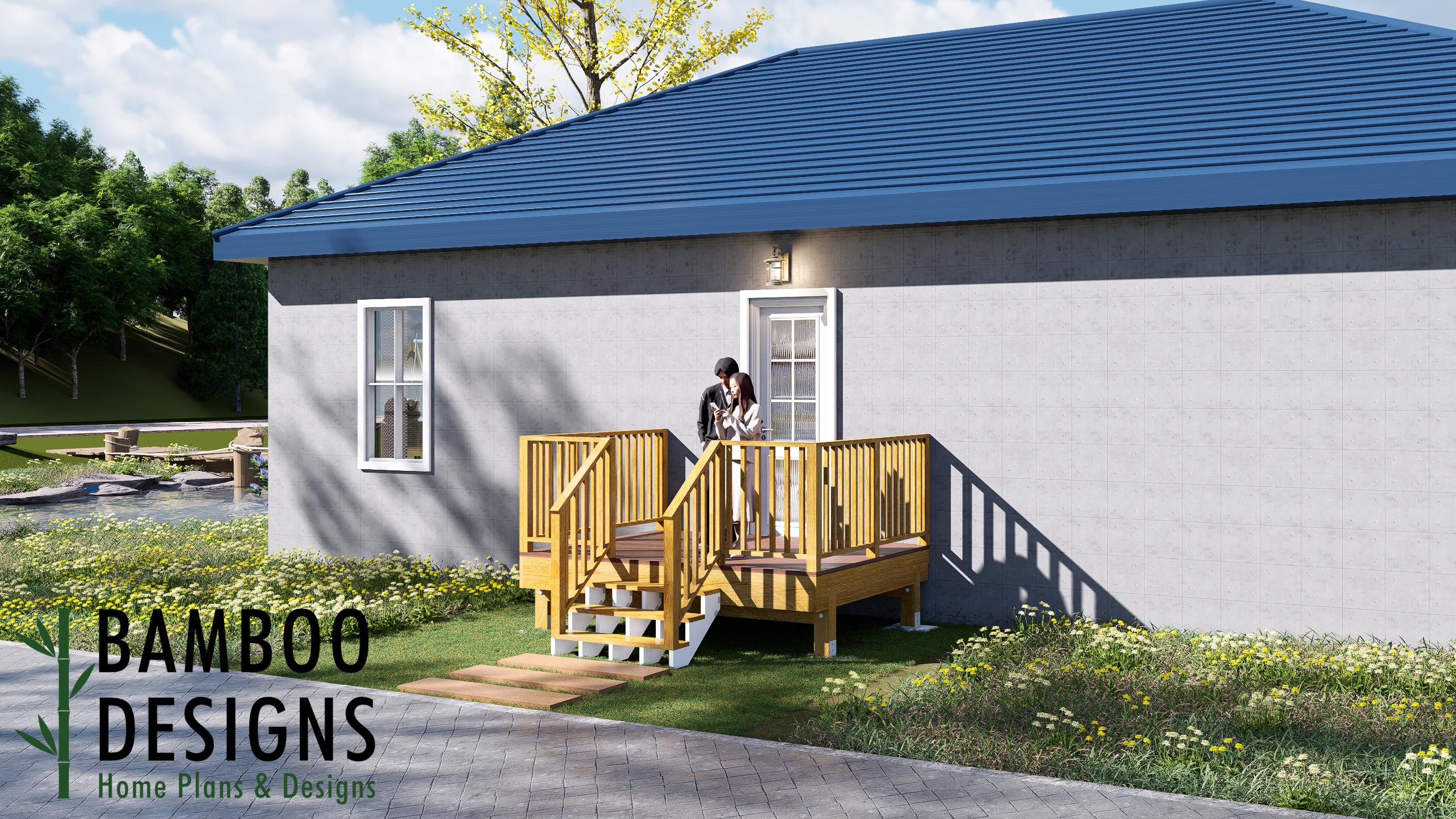 Image of Waving Tropics 8x10 Freestanding Deck Plan — Compact Backyard Platform Deck with Modern Railings | DIY PDF Plans