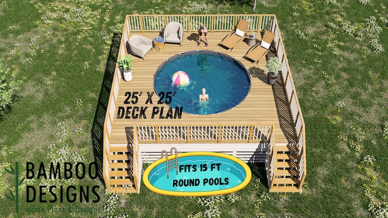 Liv Circle Pool Deck · 25x25 plan by Bamboo Designs