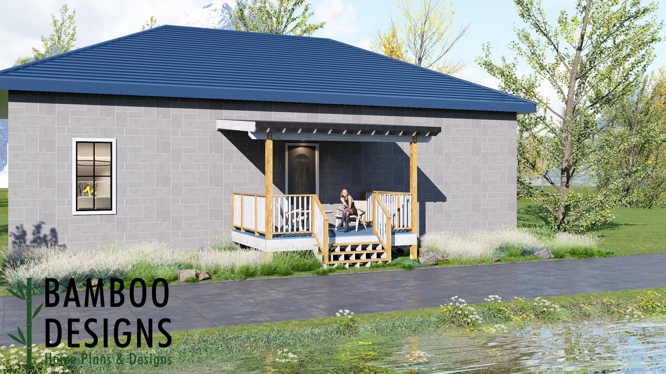 Image of Edmund 10x14 Deck Plan with Mono Slope Porch — Compact Covered Outdoor Living Deck | DIY PDF Building Plans
