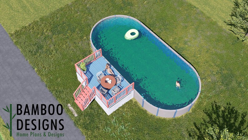 Candy Oval Pool Deck · 9x15 plan by Bamboo Designs