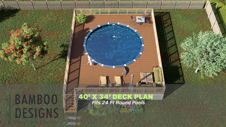 Bella 40x34 Circle Pool Deck plan by Bamboo Designs