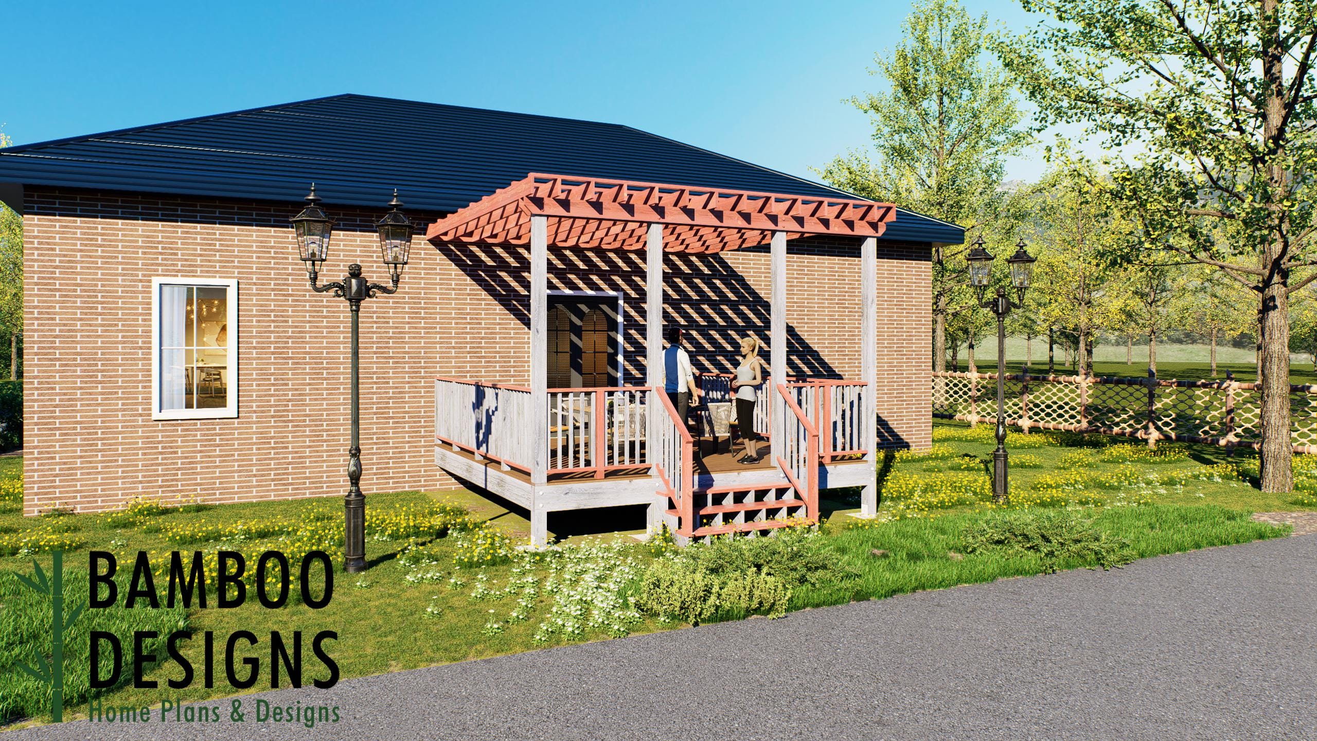 Image of Lestrade 16x16 Attached Deck Plan Spacious Pergola-Covered Outdoor Living Retreat | DIY PDF Plans