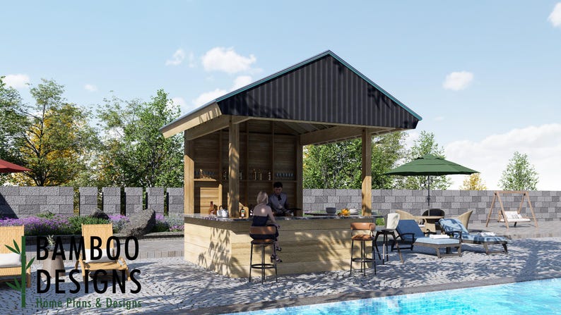 Seabreeze Patio Bar Gable Roof Plan – Coastal Outdoor Kitchen & Bar ...