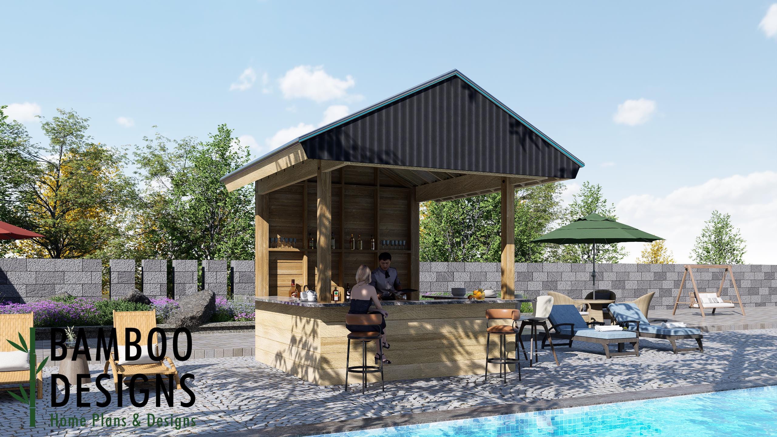 Seabreeze Patio Bar Gable Roof Plan – Coastal Outdoor Kitchen & Bar ...