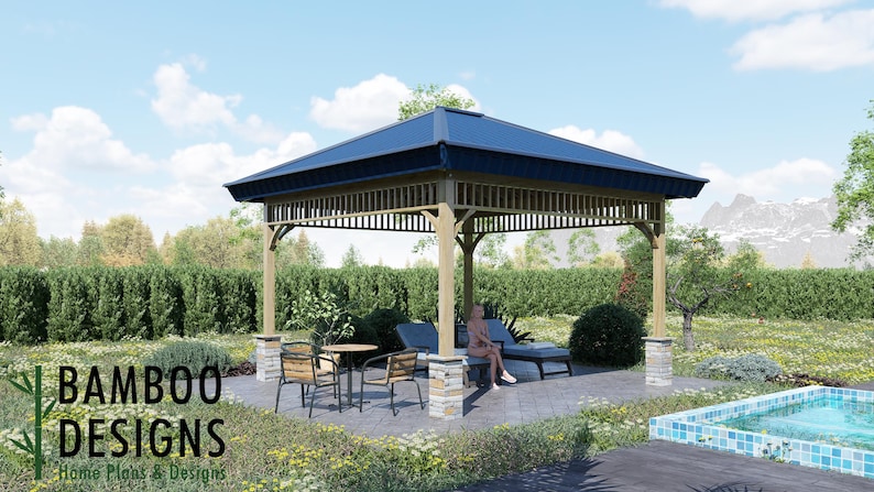 Milan 16x16 Gazebo plan by Bamboo Designs