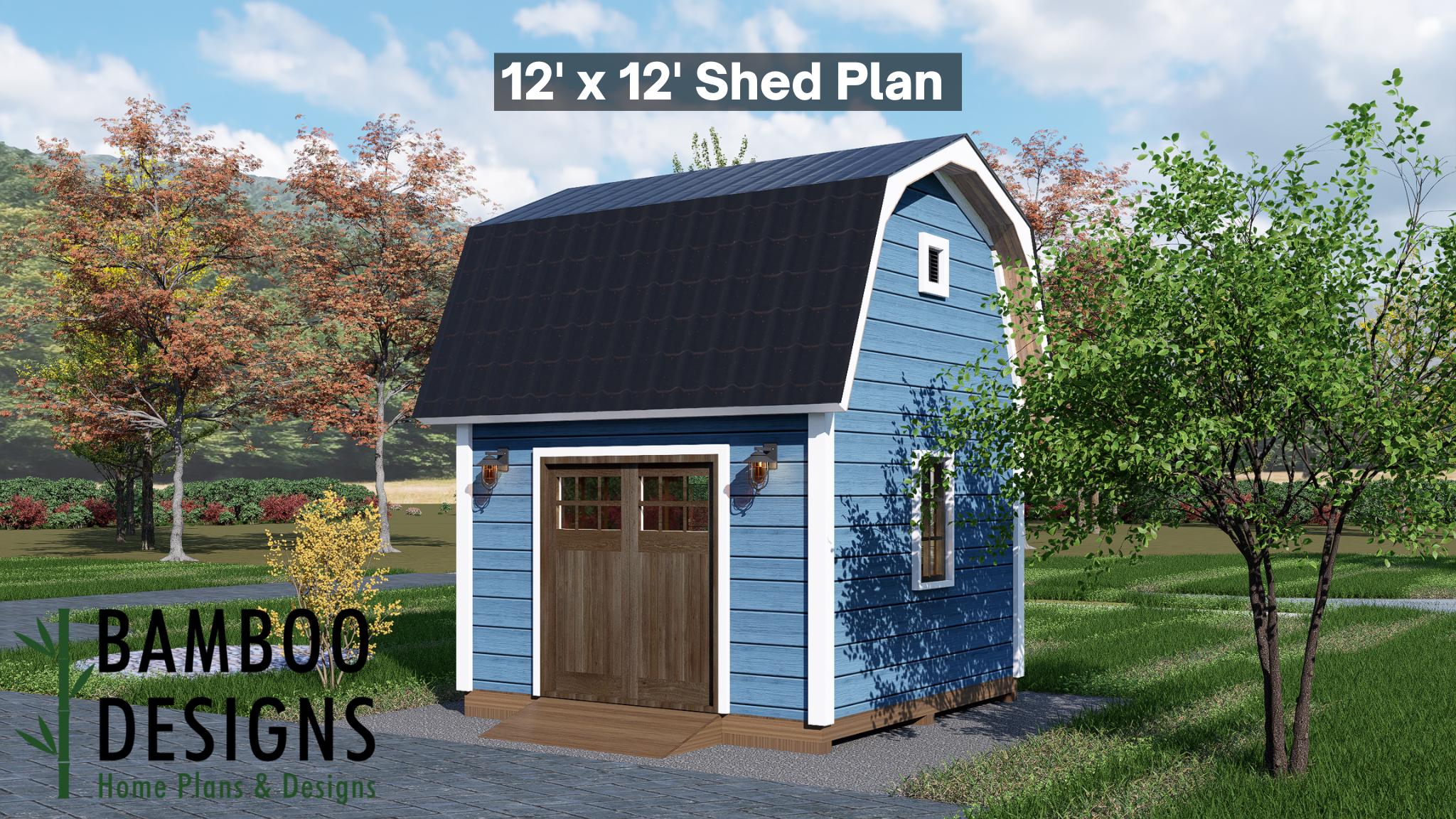 Image of Palmer 12x12 Shed Plan - A Barn-Style Shed with Classic Charm & Smart Backyard Functionality