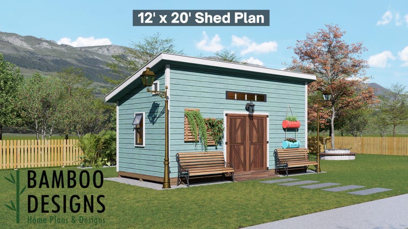 Krypton 12x20 Sloped Roof Shed plan by Bamboo Designs