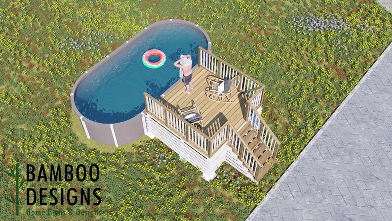 Spears Oval Pool Deck · 10x10 plan by Bamboo Designs