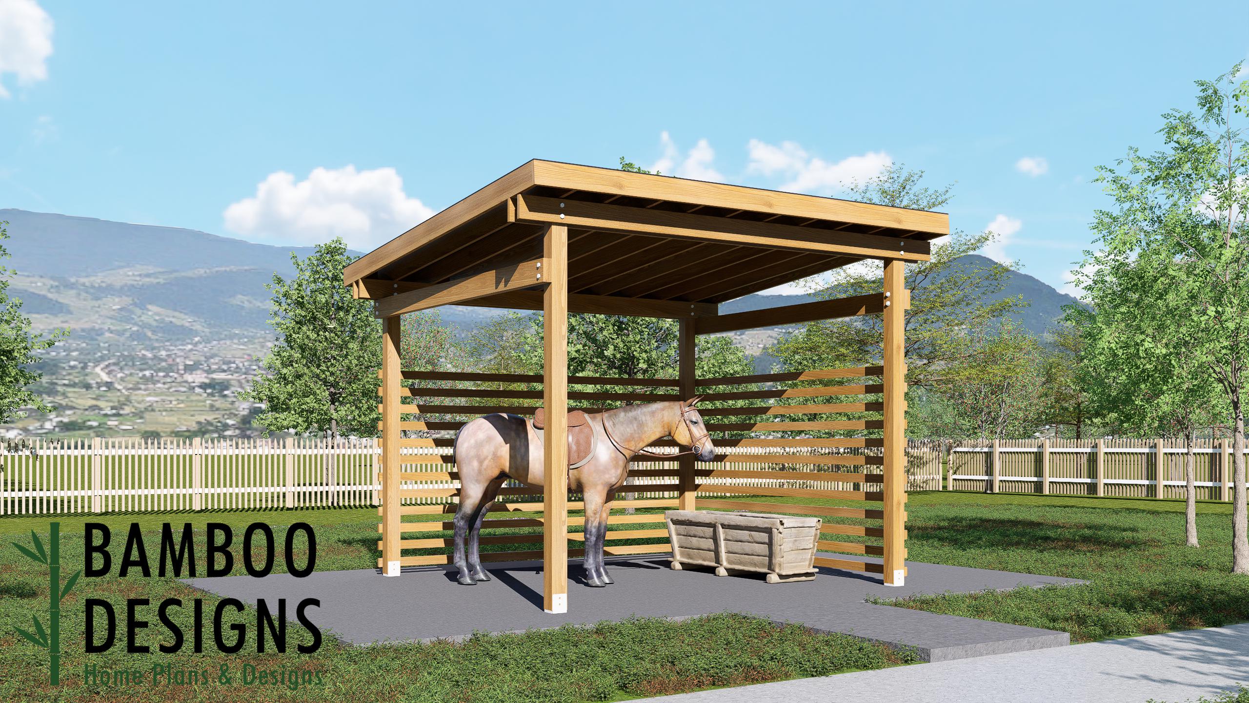 Image of Belly 12x12 Horse Paddock Plan - An Open Shelter for Safe, Functional Equine Care