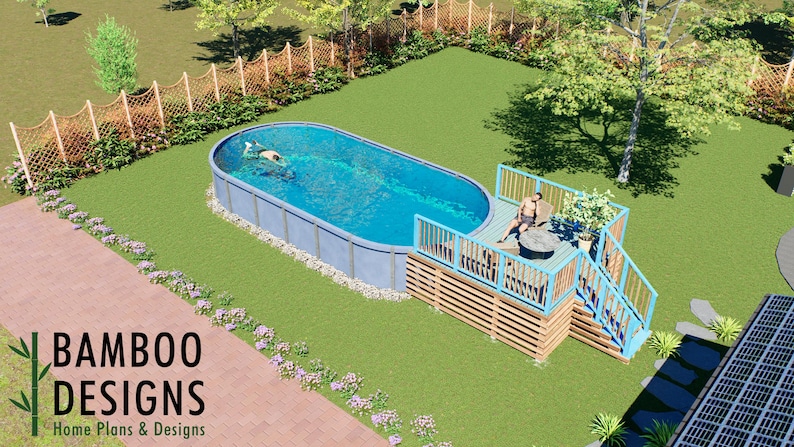 Robson Oval Pool Deck · 10x12 plan by Bamboo Designs
