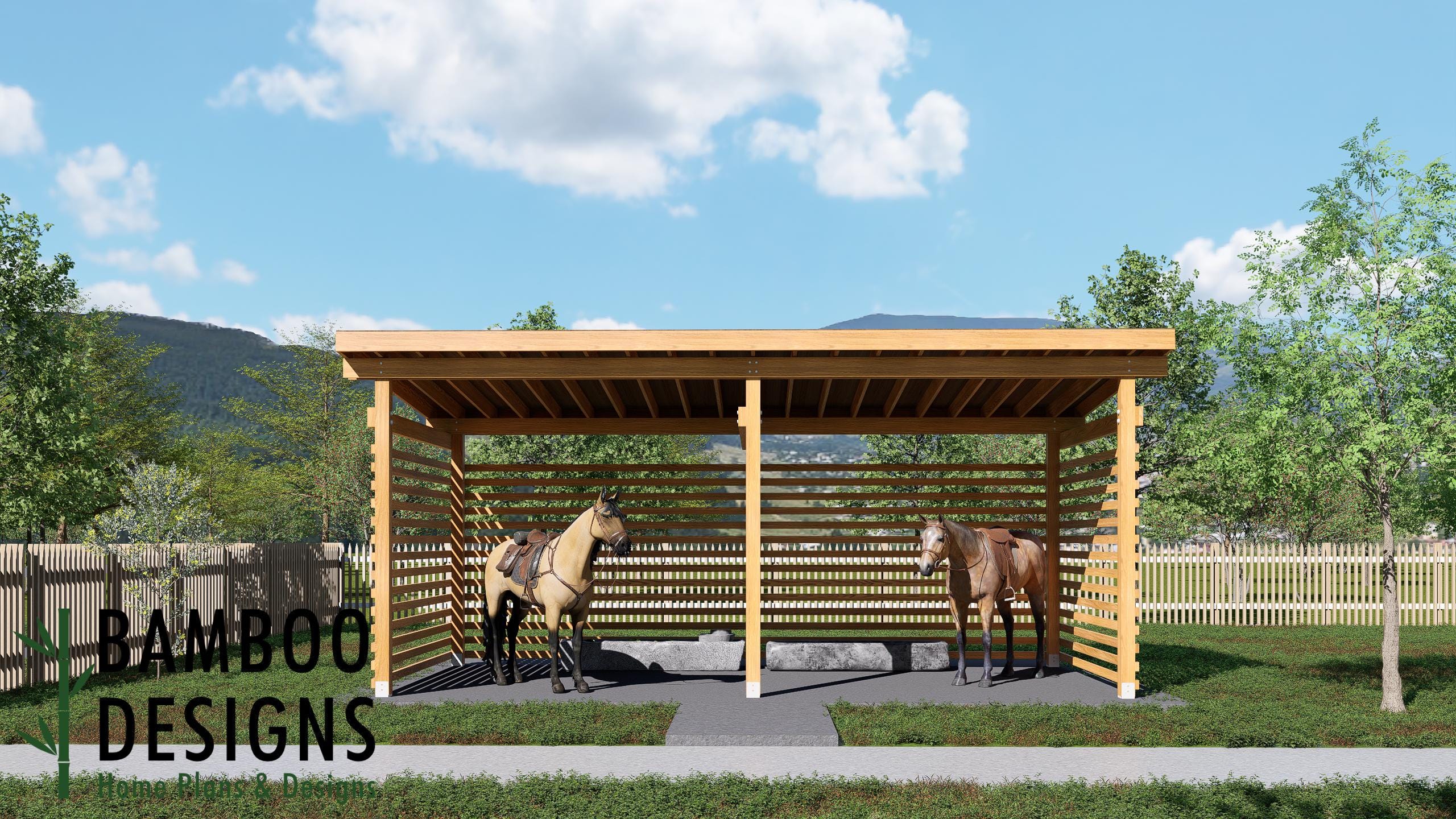 Paddock Layout Ranger 12x24 Horse Paddock Plan — an Open Run-in Shelter for Horses ...