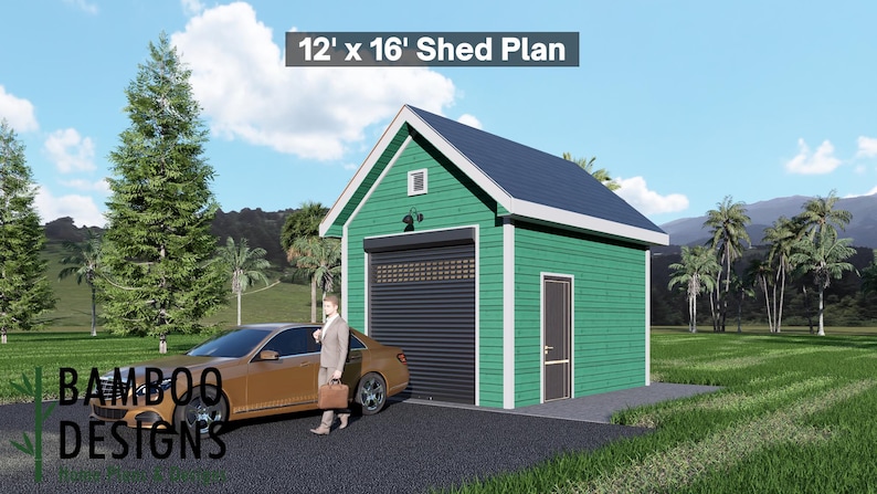 Nebula 12x16 Garage Shed plan by Bamboo Designs