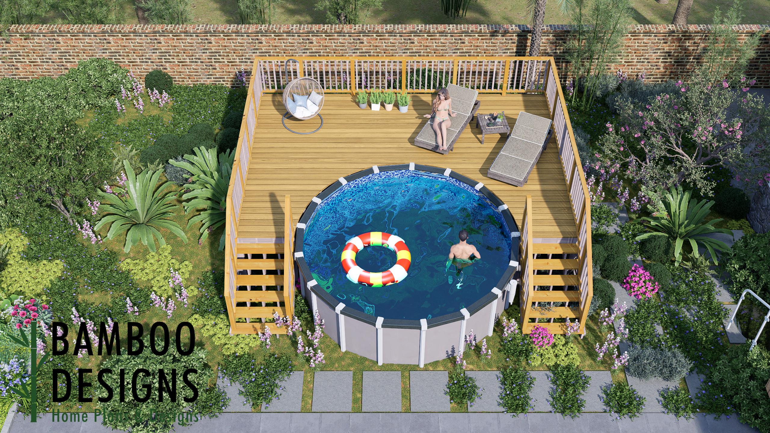 Vb Pool Disecation Kiko Circle Pool Deck Plan – 16x23 Large Above-ground Pool Deck With ...