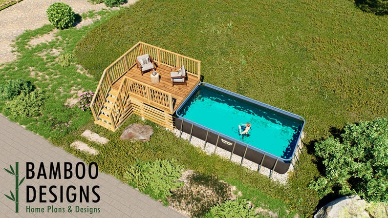 adrien-9x12-pool-deck-plan-rectangular-deck-for-18-x-9-x-48-above-ground-pool-diy-pdf- plan by Bamboo Designs