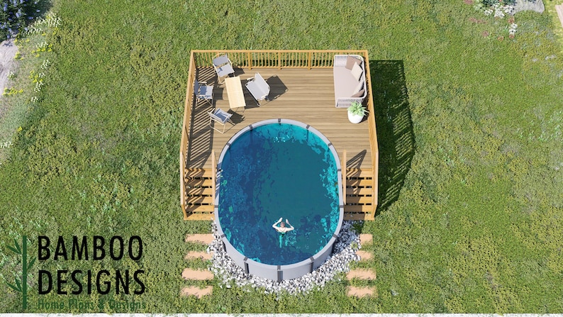 Maxim Oval Pool Deck · 16x23 plan by Bamboo Designs