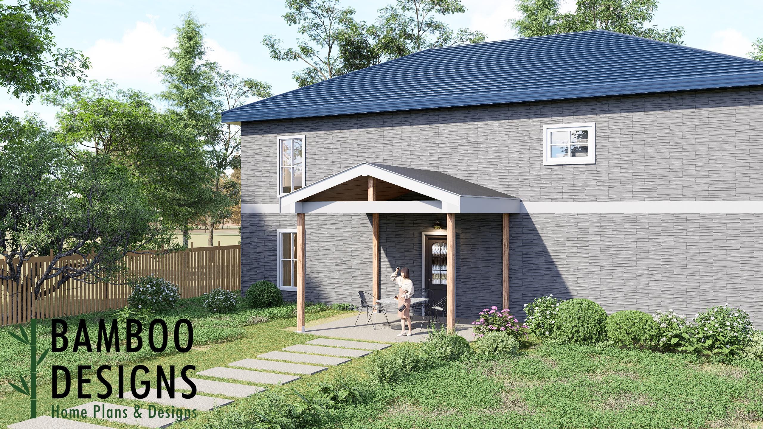 Image of Vodello Porch Cover Plan - 14x14 Square Outdoor Roof Structure for Patios & Decks | DIY PDF Plans